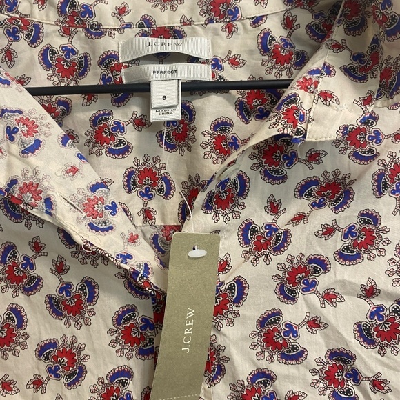 J. Crew Shirt Size 8 Perfect Papaya Paisley Long Sleeve Style 04537 NEW WITH TAG - Picture 5 of 9